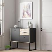 Sebring Wooden Sideboard With 1 Door 3 Drawers Black And Ivory