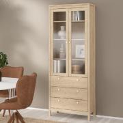 Macron Wooden Display Cabinet With 2 Doors 3 Drawers In Oak