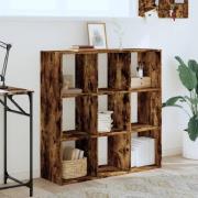 Gilford Wooden Bookcase With 9 Compartments In Smoked Oak