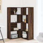 Galva Wooden Corner Bookcase With 8 Shelves In Dark Brown Oak