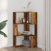 Garner Wooden Corner Bookcase With 3 Shelves In Brown Oak