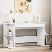 Haines Wooden Laptop Desk With 4 Shelves In White