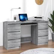 Abingdon Wooden Laptop Desk With 6 Drawers In Grey Sonoma