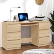 Abingdon Wooden Laptop Desk With 6 Drawers In Sonoma Oak