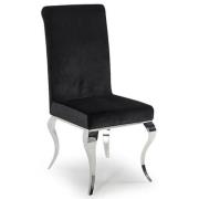 Luis Velvet Dining Chair With Metal Frame In Black