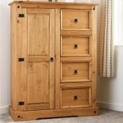 Central Wooden Wardrobe With 1 Door 4 Drawers In Oak