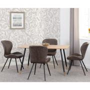 Hanover Oak Wooden Dining Table With 4 Qinson Brown Chairs