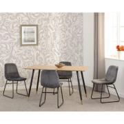 Hanover Oak Wooden Dining Table With 4 Lyster Grey Chairs