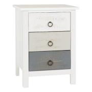 Verox Wooden Bedside Cabinet With 3 Drawers In White And Grey