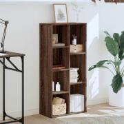 Ames Wooden Bookcase With 7 Compartment In Dark Brown Oak