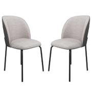 Cadillac Grey Fabric Dining Chairs With Leather Back In Pair