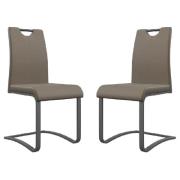 Gerrans Taupe Leather Dining Chairs With Grey Legs In Pair