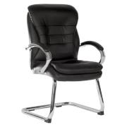 Godley Leather Home And Office Chair With Chrome Legs In Black