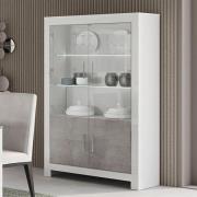 Lorenz High Gloss Display Cabinet 2 Doors In Grey White And LED