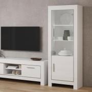 Lorenz Right Hand Gloss Display Cabinet In White And LED