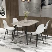 Arta Grey Wooden Dining Table 4 Duo Plastic White Chairs