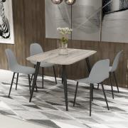 Arta Grey Wooden Dining Table 4 Duo Plastic Grey Chairs