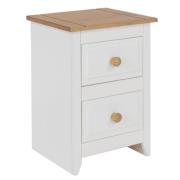 Chatfield Wooden Bedside Cabinet With 2 Drawers In White And Oak