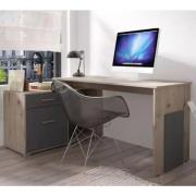 Caldwell Wooden Corner Laptop Desk With 2 Shelves In Wellington Oak