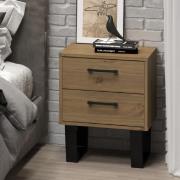 Tilston Wooden Bedside Cabinet With 2 Drawers In Oak And Black