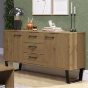 Tilston Wooden Sideboard With 2 Doors 3 Drawers In Oak And Black