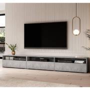 Batavia Wooden TV Stand With 4 Flip Doors In Concrete Grey