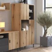 Arthur Wooden Display Cabinet With 3 Doors In Grey Oak