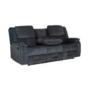 Kingsville Manual Recliner Fabric 3 Seater Sofa In Charcoal