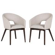 Adria Natural Fabric Dining Chair With Oak Legs In Pair