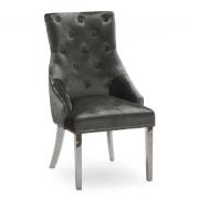 Enmore Velvet Dining Chair With Chrome Legs In Charcoal