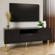 Natick Wooden TV Stand With 2 Doors 1 Drawer In Black