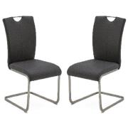 Langley Grey Fabric Dining Chairs With Chrome Base In Pair