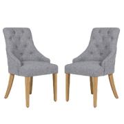 Reston Dark Grey Fabric Dining Chairs With Oak Legs In Pair