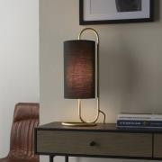 Kirkland Cylindrical Black Fabric Shade Table Lamp In Brass