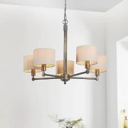 Ithaca 5 Light Natural Fabric Pendant Ceiling Light In Bronze