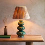 Reston Natural 30cm Shade Ceramic Table Lamp In Gloss Green