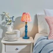 Laredo  Pink 16cm Shade Wood Table Lamp In Marlin Blue