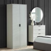 Akron Wooden Wardrobe With 2 Doors In Silk Grey