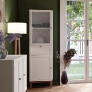 Waldorf Wooden Display Cabinet With 1 Drawer In Light Grey Oak