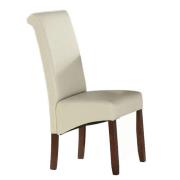 Seguin Faux Leather Dining Chair In Cream With Acacia Legs