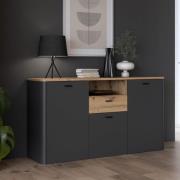 Kanata Wooden Sideboard With 3 Doors 1 Drawer In Grey And Oak