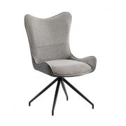 Conroe Woven Fabric Dining Chair In Light And Dark Grey