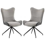 Conroe Light And Dark Grey Fabric Dining Chairs In Pair