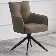 Visalia Suede Fabric Dining Chair In Taupe