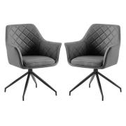 Alcoa Grey Faux Leather Dining Chairs In Pair