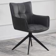 Flint Faux Leather Dining Chair In Dark Grey