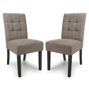 Mendoza Light Brown Fabric Dining Chairs With Black Legs In Pair