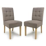 Mendoza Light Brown Fabric Dining Chairs With Natural Legs In Pair