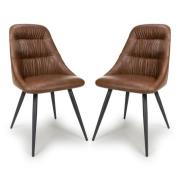 Calhoun Tan Faux Leather Dining Chairs In Pair