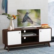 Clive Wooden TV Stand With 2 Doors In Walnut And White